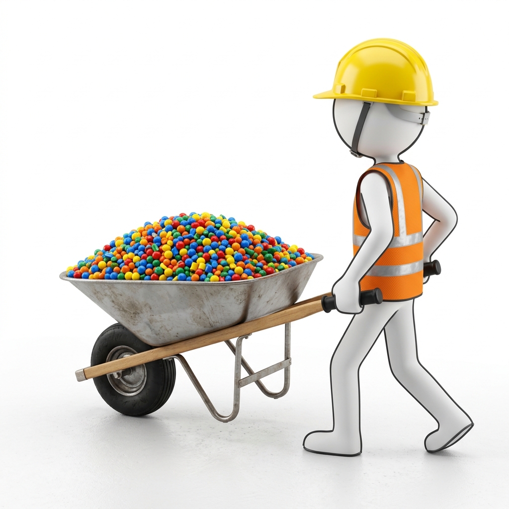 3D Construction Worker Operating Site
